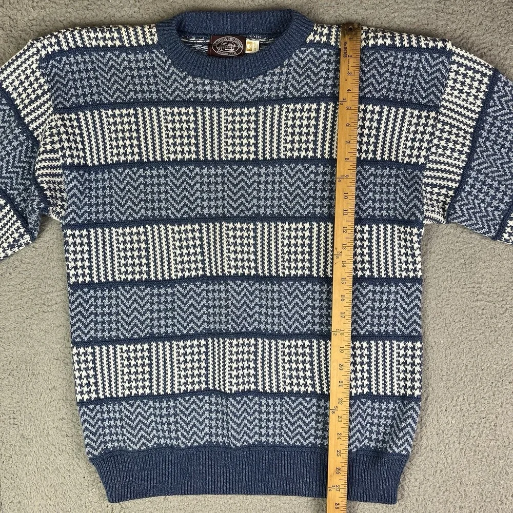 Vintage Victoria Dry Goods Sweater Men L Blue Fair Isle Crewneck Made in‎ USA